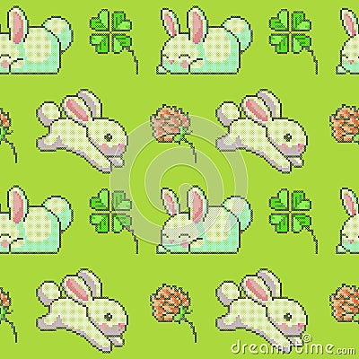Cross stitch bunny seamless pattern Stock Photo